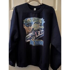 VTG RUSTY WALLACE #2 XLNavyCrewneck Sweatshirt NASCAR MensBlueThunder MillerLite